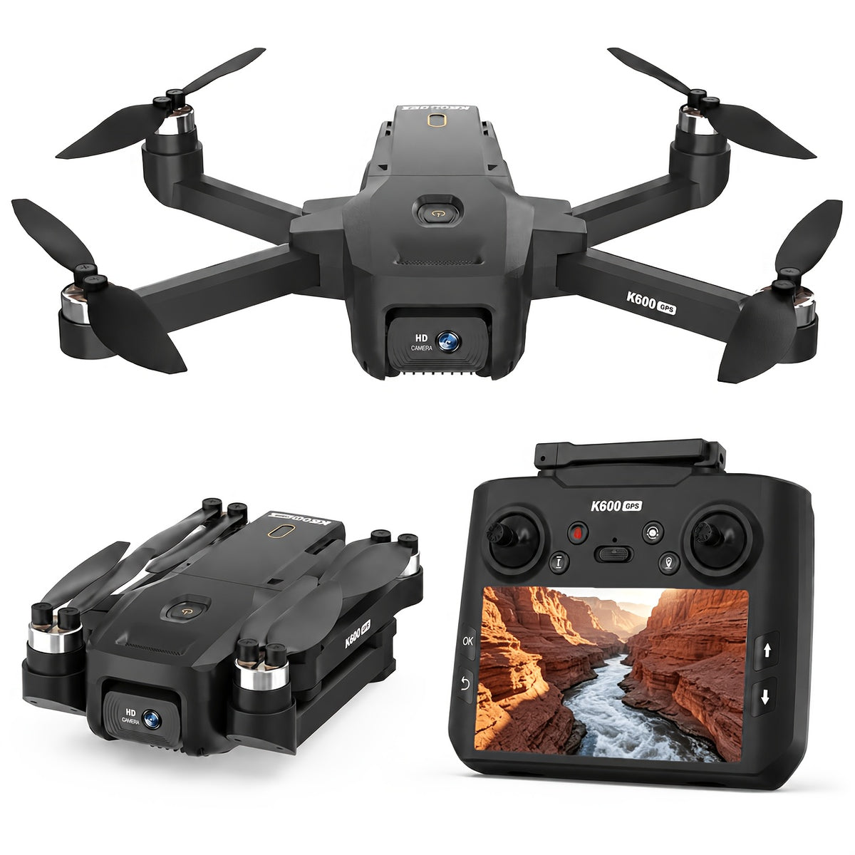 Drone with Camera for Adults, 4.5 Inch LCD RC Screen, Support Up to 32G SD Card, GPS Drone Auto Return Follow Me, Professional Brushless Motor Quadcopter Gesture Flight, Altitude Hold, 3 Speeds for Beginners, Under 250G