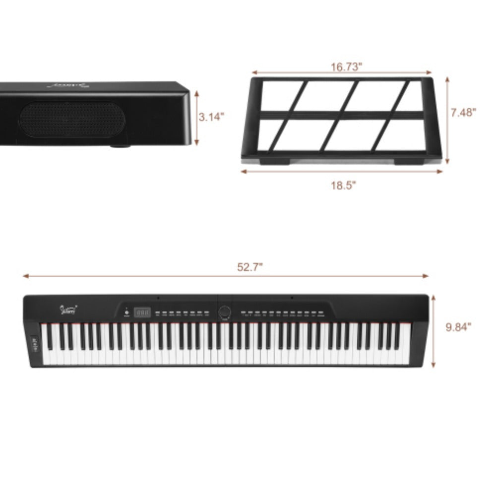88 - Key Full - Size Semi - Weighted Digital Piano In Elegant White: Comes With Dual - Tube X - Shape Stand