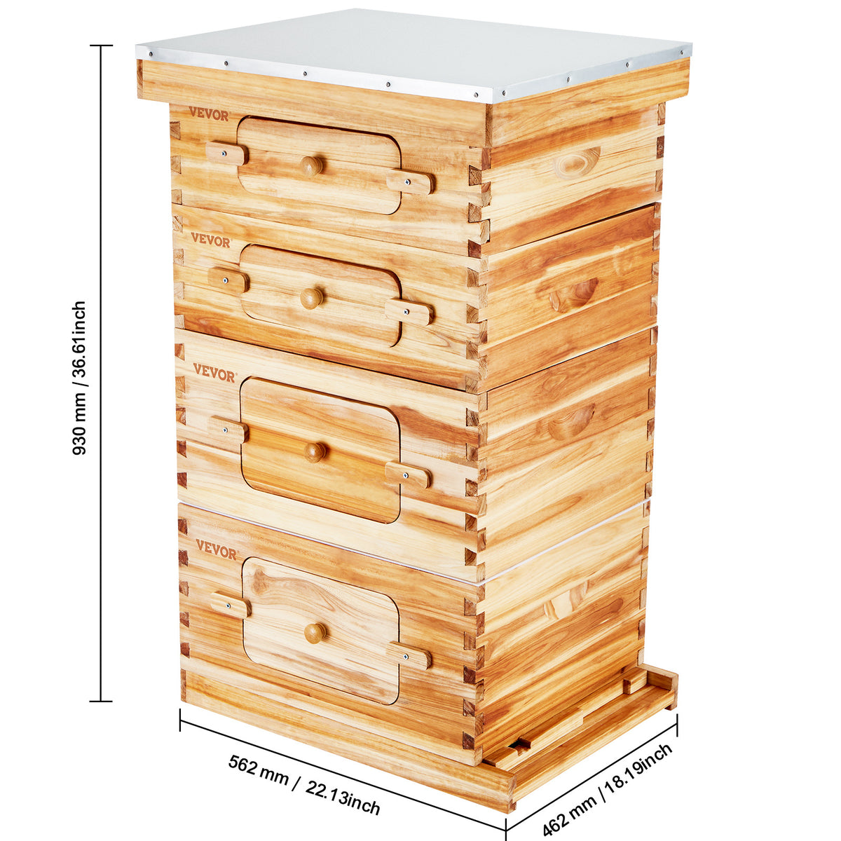 VEVOR Bee Hive 30 Frame / 40 Frame Bee Hives Starter Kit, Beeswax Coated Fir Wood, 2 Deep + 1 Medium / 2 Deep + 2 Medium Bee Boxes Langstroth Beehive Kit, Transparent Acrylic Windows with Foundations for Beginners Pro Beekeepers