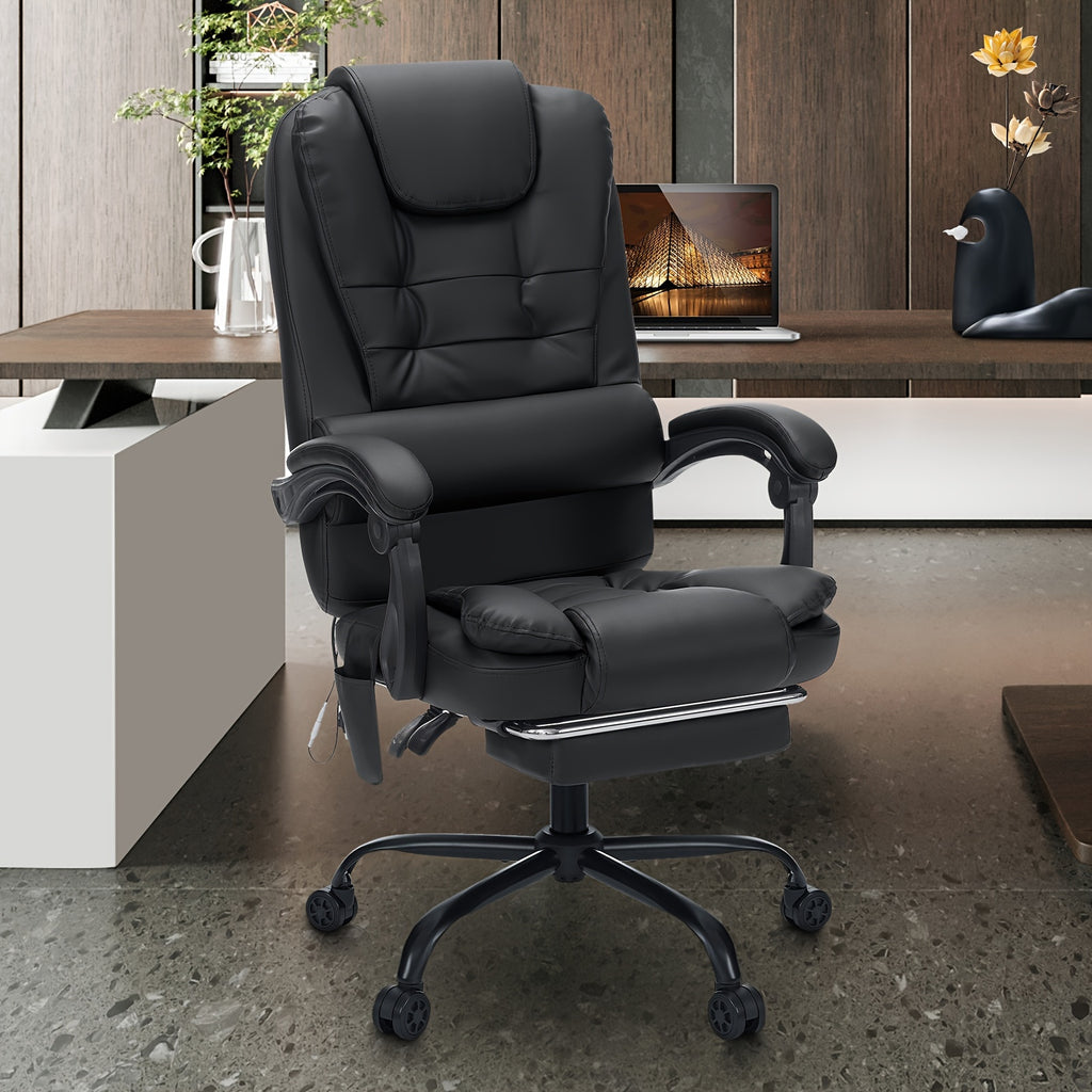 7-Point Massage Executive Office Chair with Massage And Footrest Reclining Computer Chair with High Back Soft Leather Home Office Desk Chair