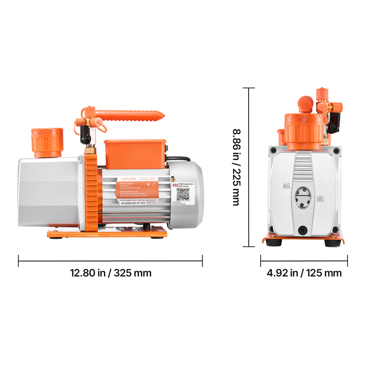 VEVOR Vacuum Pump, 7 CFM 3/4 HP, HVAC Two Stage Rotary Vane AC Vacuum Pump, for R22 R410a R1234YF R32, 4 Pole Motor, for Automotive Air Conditioner Maintenance Resin Degassing, Oil Included