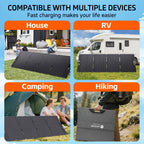 LVYUAN New Portable Solar Panel 200W/400W for Power Station, 23% Efficiency Mono Foldable Solar Charger with 4 Kickstands And 3M Cable (MC4 to DC5521/DC5525/DC7909/XT60 Connectors) for Camping RV Home Backup, Without Battery