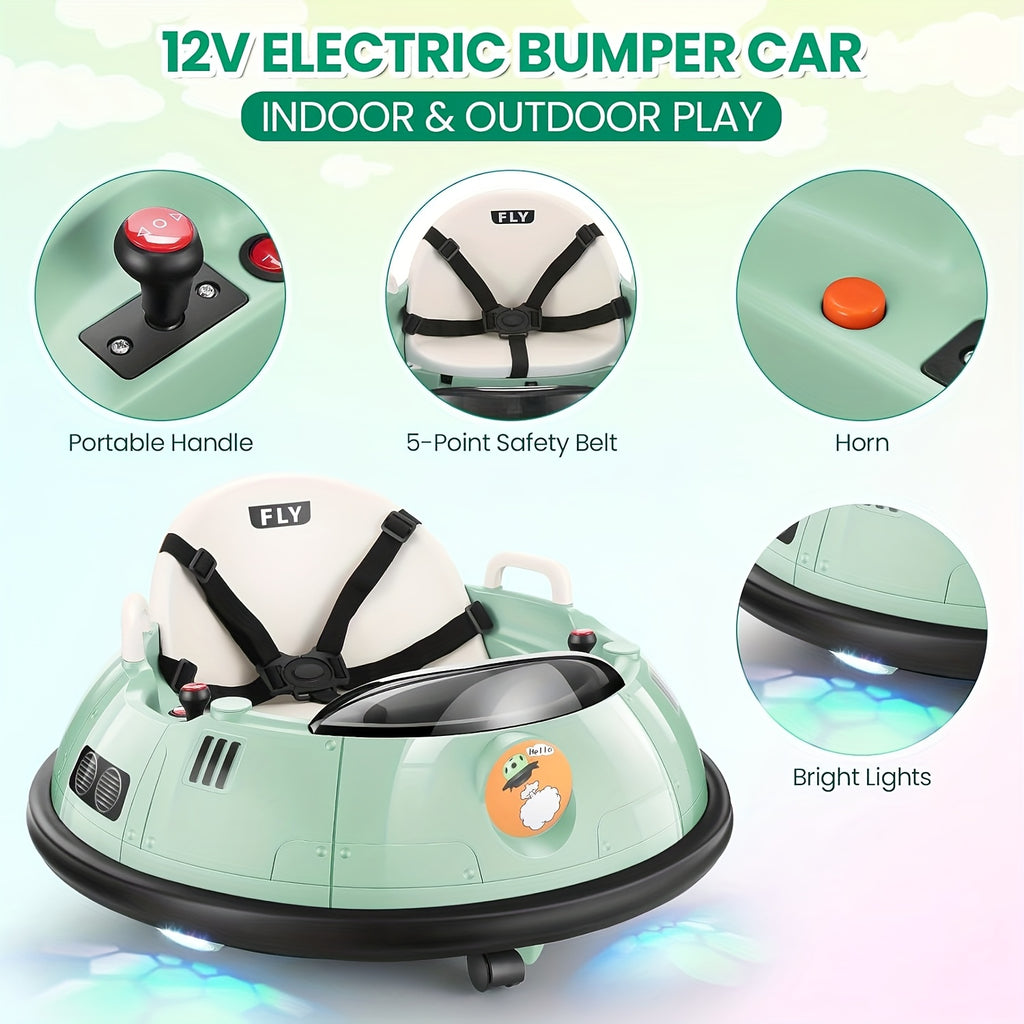 12V Remote-controlled Bumper Car, Electric Bumper Car, 66lb Load-bearing Toy Car, Dual Driving Mode, Flashing LED Lights, 360-degree Rotation, Seat Belts, Birthday And Festival Gifts For Boys And Girls, 4 Colors