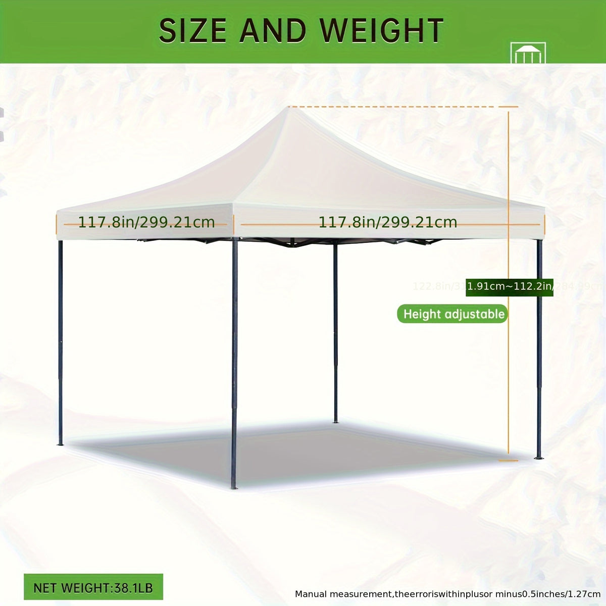 Pop Up Canopy, Commercial Instant Shelter Tent, Portable Folding Ez Up Canopy with 4 Sand Bags, Heavy Duty Waterproof Patio Event Tent for Outdoor Wedding, Camping, Beach