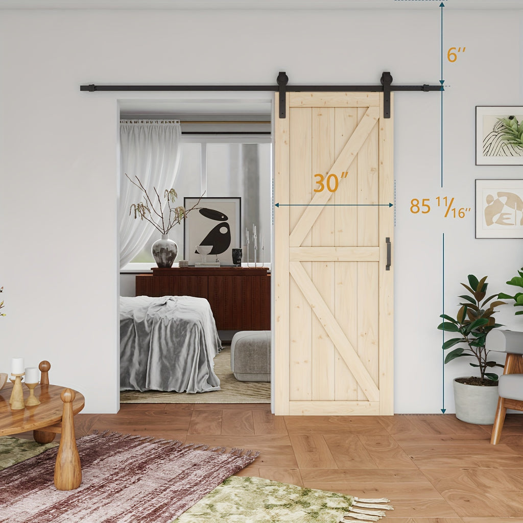 Pine Barn Door, Sliding Door for Living Room, Bedroom, Kitchen - Includes All Hardware Kit, Easy Assembly with Pre-Drilled Holes, DIY Paintable