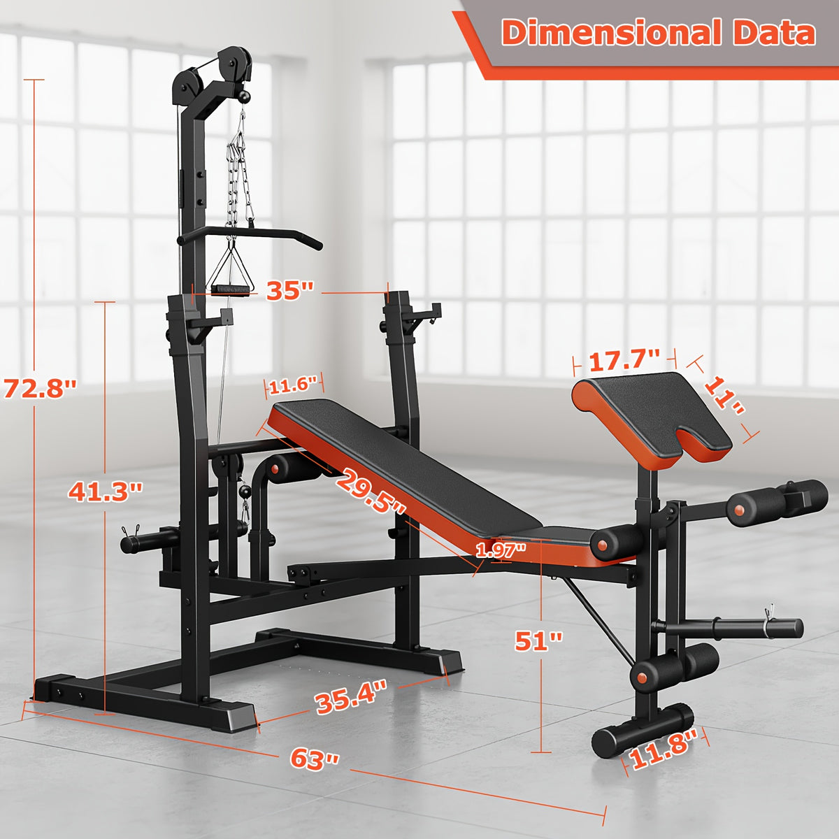 16-In-1 Adjustable And Multifunctional Weight Bench Set, 880Lbs Heavy Duty Strength Training Bench with Leg Developer, Barbell Rack, Preacher Curl Pad And Lat Pulldown for Full Body Workout at Home