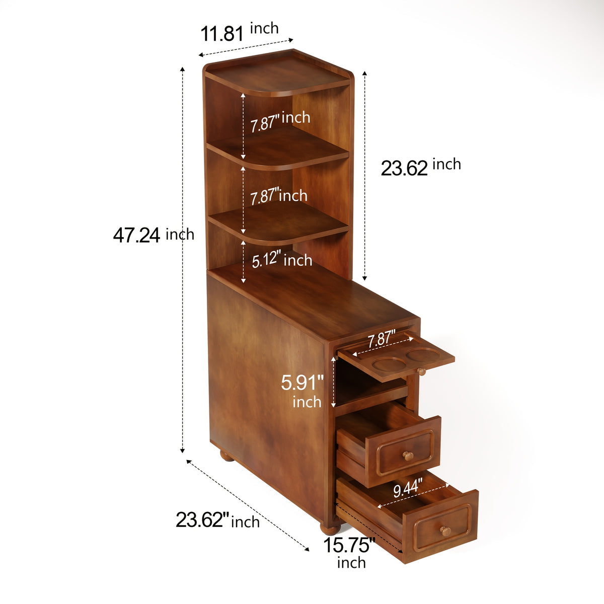 A Sleek Nightstand Made of Solid Wood in a Mid-Century Modern Style, Featuring a Robust And Durable Build, Designed to Save Space in Your Bedroom Or Living Room (1pc)