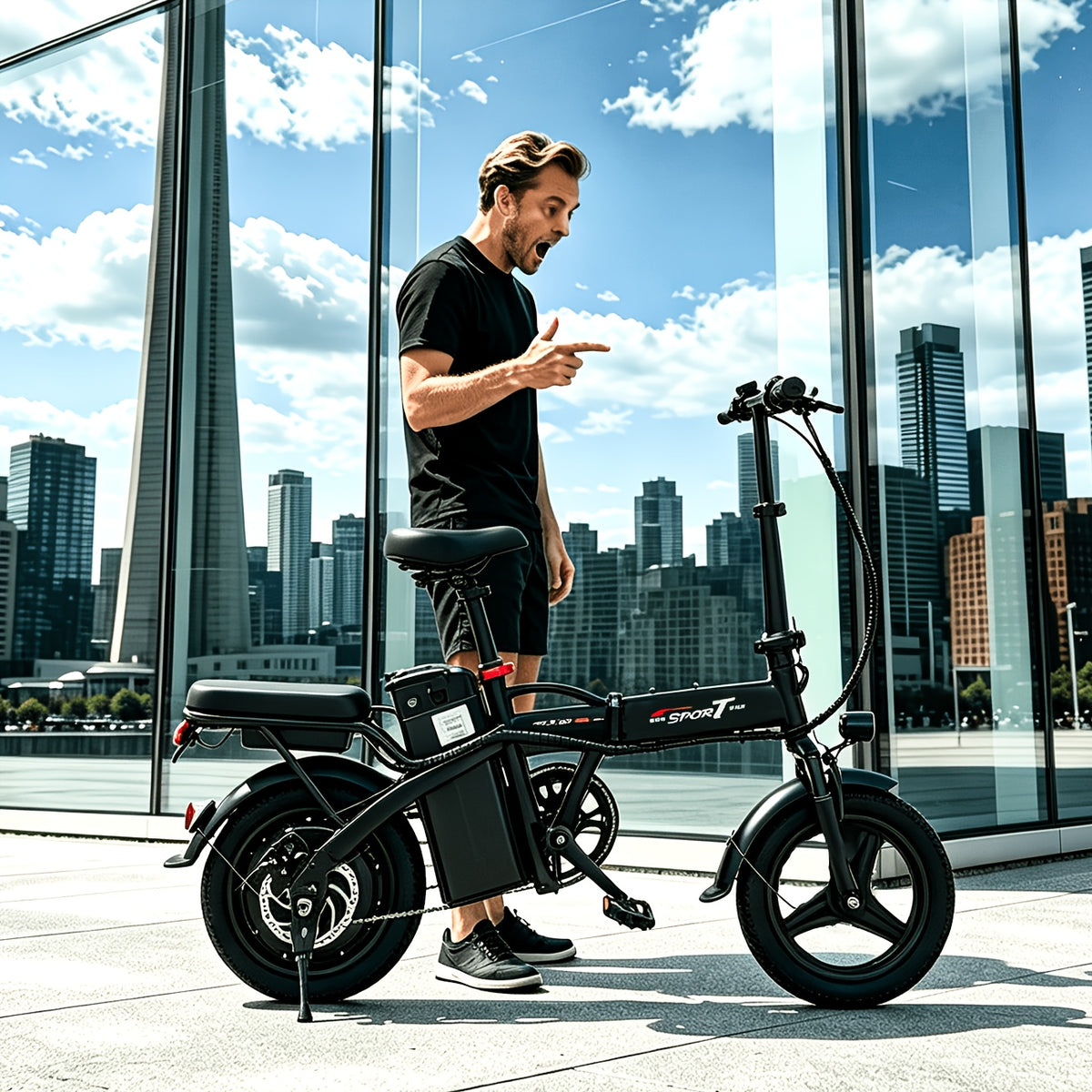 14-Inch Lightweight Folding Electric Bike, 500W Motor, 19.9 MPH Max Speed, 48V 6Ah Removable Battery, Portable Compact E-Bike for Adults, Urban Commuting