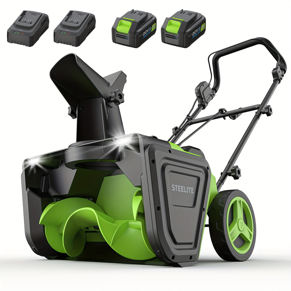 Deli Steelite 20" 40V Cordless Snow Blower with 2 X 4.0Ah Batteries & Chargers, 25ft Clearing Range, Heavy-Duty All-Terrain for Driveway And Patio