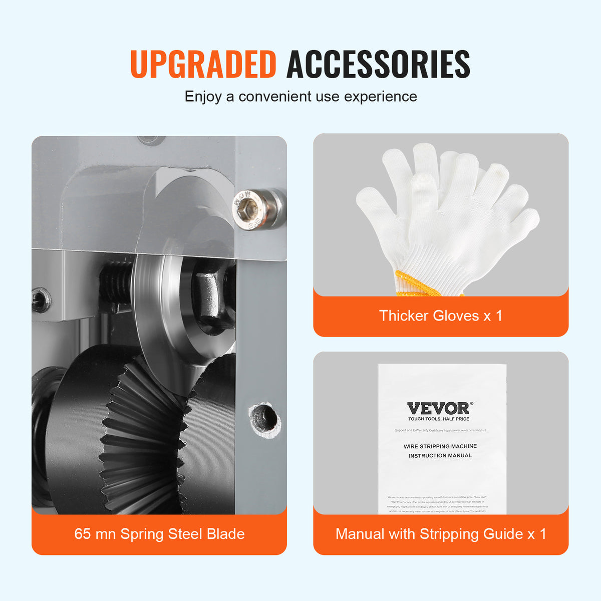 VEVOR Electric Cable Stripping Tool, 0.06''-1.18'' Motorized Wire Stripper, 180 W, 60 ft/min, with Clear Depth Gauge, Ideal for Scrap Copper Recycling