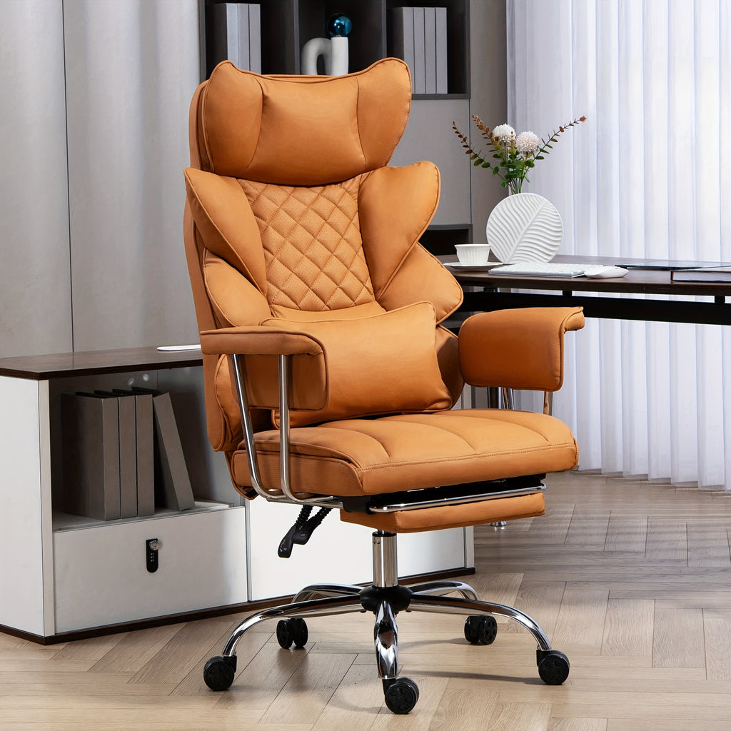 Sturdy High-Back Office Chair, Comfortable Gaming Chair, Office Chair Featuring Cushioned Armrests And Footrest, Adjustable Height Home Office Chair