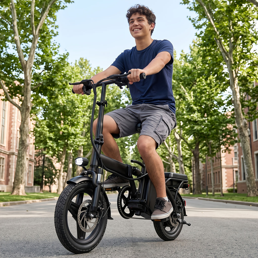 Adult And Adolescent Electric Bicycles, 560 Watt Motor, 10-24MPH, Range of 30-32 Miles, 48 Volt 10 Ampere Hour Battery, 3-Speed Assisted Riding, 14 Inch Foldable Electric Bicycle, Women'S Foldable Electric Bicycle