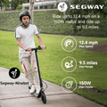 Segway DLX 2 Kids Electric Kick Scooter, 12.4 mph Max Speed, 9.3 Miles Max Range, Ages 6+, Black
