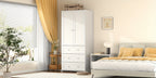 31.5" /47.3"/63" Wardrobe Armoire Closet with Mirror & Hanging Rod, Large Drawers & 2/3/4 Doors