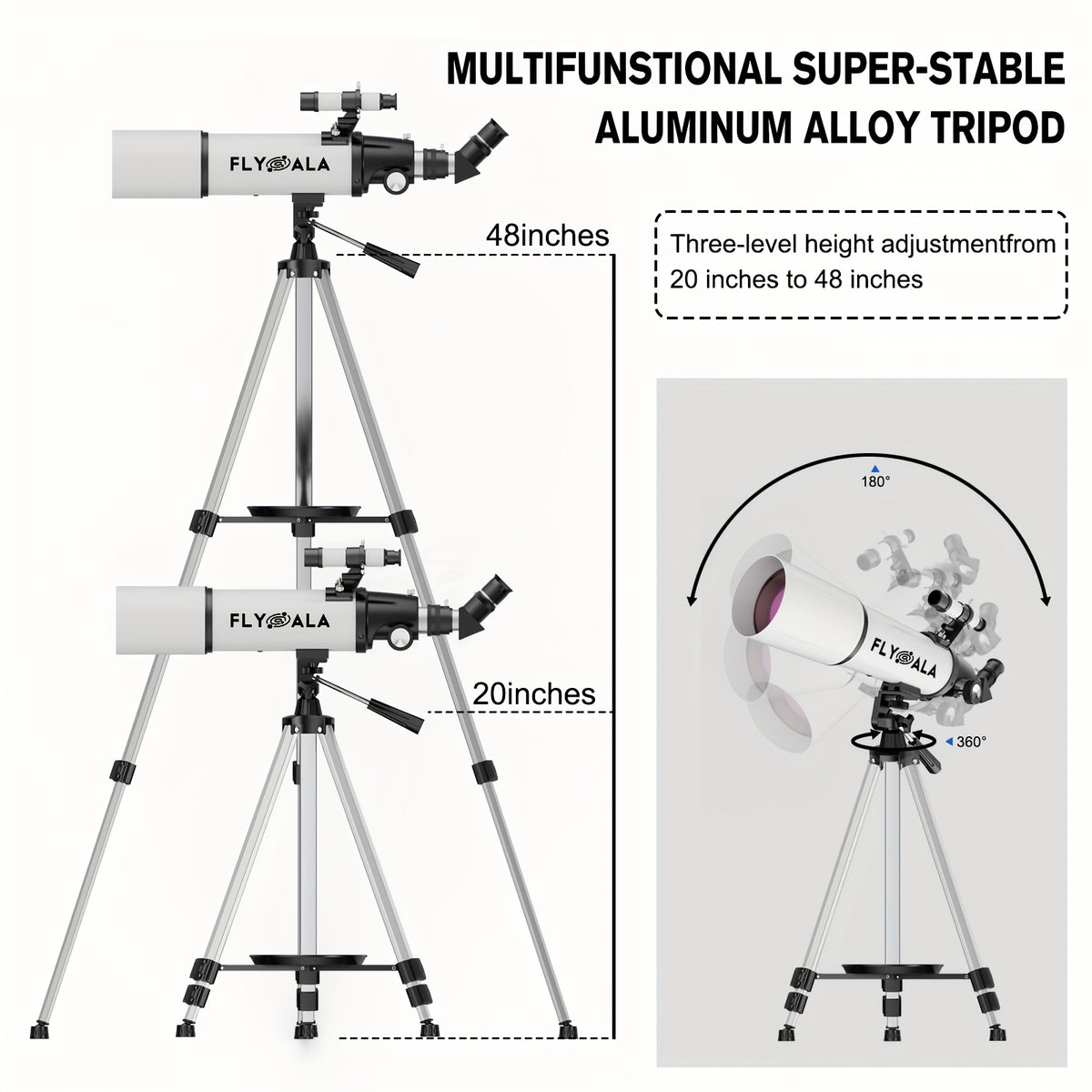 (30X-750X) Telescope for Adults High Powered, 80mm Aperture 600mm Focal Length Astronomy Telescope for Beginners, Astronomical Refractor Telescopes
