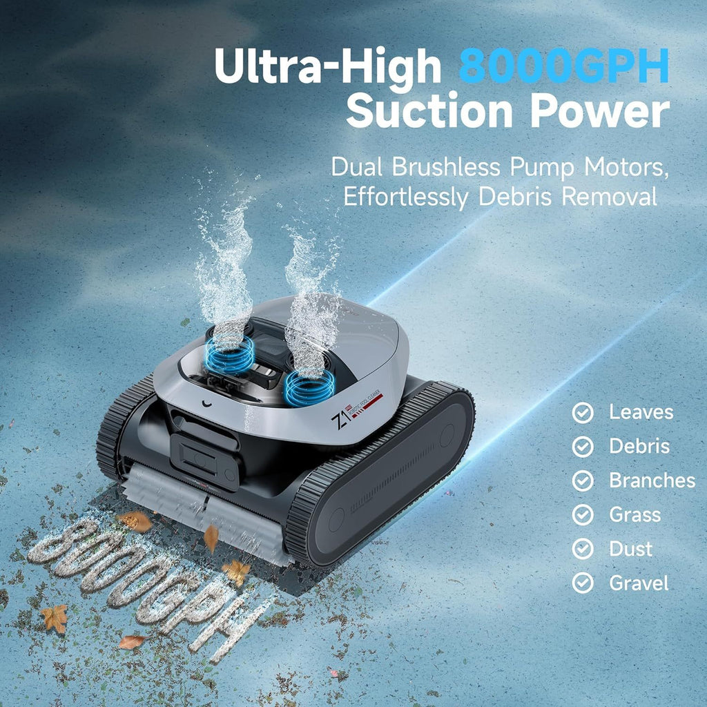 Dreame NEW Z1 Pro Cordless Robotic Pool Cleaner, LiFi Remote Control, 8000 GPH Suction, Waterline Horizontal Cleaning, Auto-Retrieval, Automatic Pool Vacuum for Above & In-Ground Pools, Upgraded Version