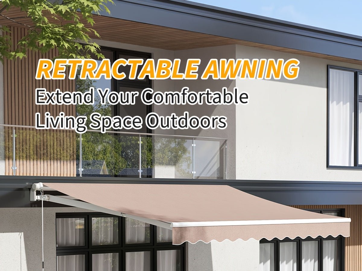 Patio Retractable Awning Sunshade Shelter Cover, Outdoor Patio Awnings for Shop, Restaurant, Cafe, Courtyard, Balcony