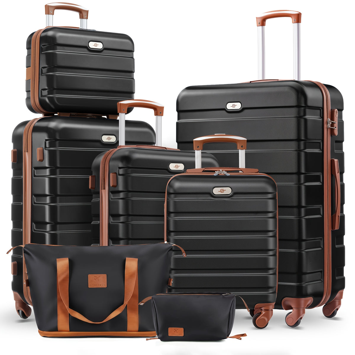 Lightweight 7pcs Luggage Sets, 13/16/20/24/28 Inch Suitcase with Travel Duffle Bag Sets, Carry-On And Checked Luggage Sets