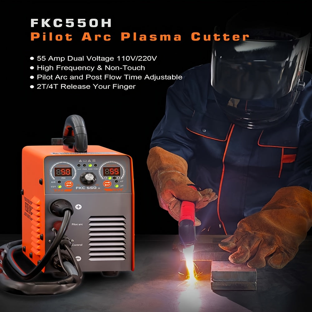 FEIFANKE 55A/50A Plasma Cutter, Two Models: 550H High-Frequency & 132.09gal Low-Frequency Non-Touch Pilot ARC, Heavy Duty Portable. Clean Cut 1/2", Max Cut 3/4", PT/2T/4T, Dual Voltage. Fits Aluminum, Stainless Steel, Iron, Carbon Steel Copper
