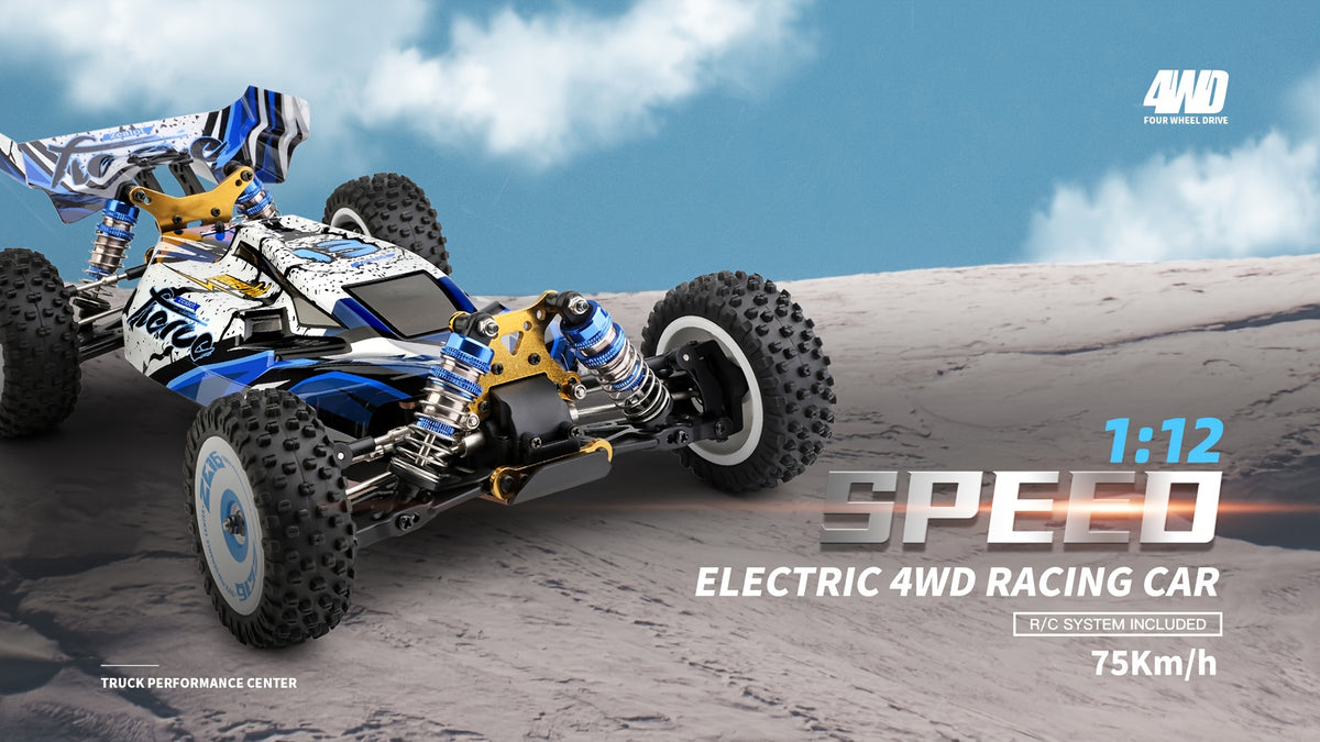 Wltoys 124017 75KM/H 4WD RC Car Professional Racing Car Brushless Electric High Speed Off-Road Drift Remote Control Toys for Boys with 2 Batteries