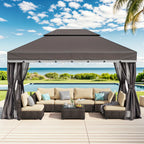 10'x13' Heavy-Duty Outdoor Patio Gazebo with Double Roof, Party Tent Suitable for Backyard, Deck, Garden - Assembly, Mosquito Netting & Curtains, Spacious Shelter for Parties, BBQs, Outdoor Events