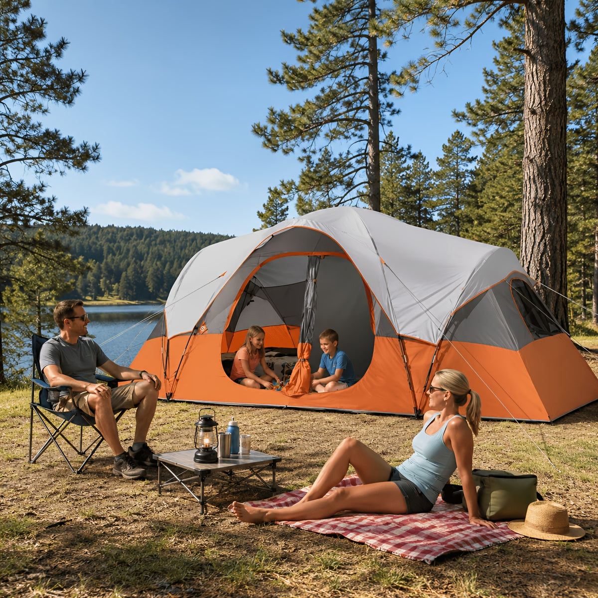 Group Camping Tent for 10 People, Two-Room Privacy Cabin with Mesh Windows and Easy Setup for Family Outdoor Trips