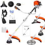 62CC 2-Stroke Gas Powered Weeder, 2HP, 8500RPM, 6-in-1/ 2-in-1 Multi-Tool: Gas Hedge Trimmer, Lawn Mower, Chainsaw & Extension Pole Pruner, for Garden, Farm & Courtyard Landscaping Maintenance
