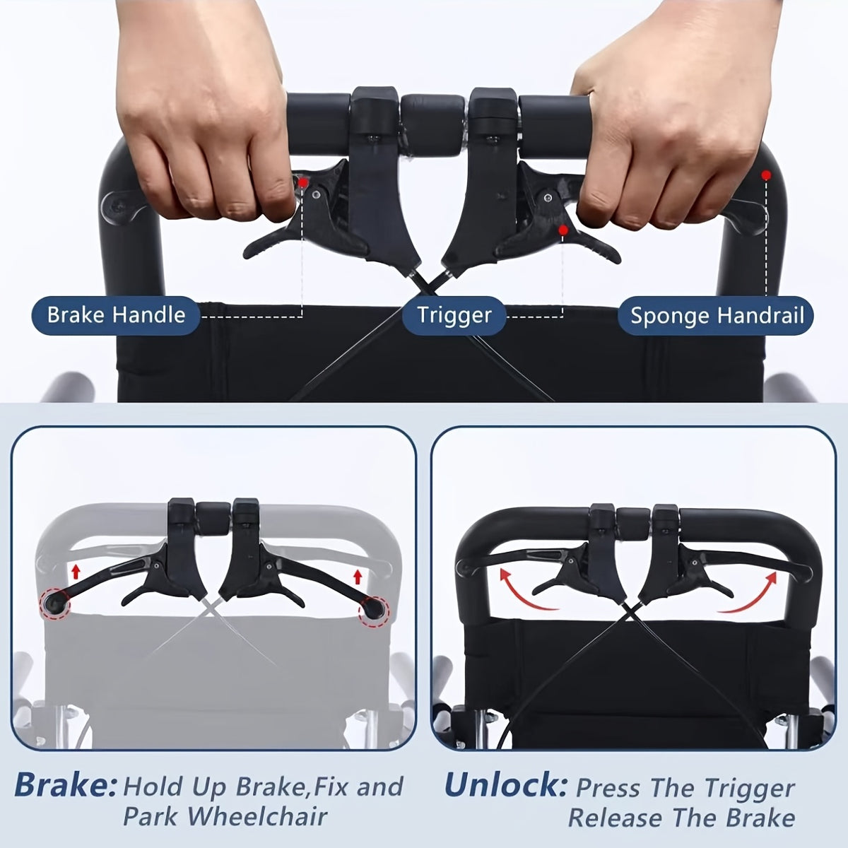 Aevi Ultra-Light Folding Portable Wheelchair for the Elderly, Portable Wheelchair for Adults and Children, Load Capacity 220 Lbs, Suitable for the Elderly, Adults, and Seniors for Outings, Can Be Placed in the Trunk