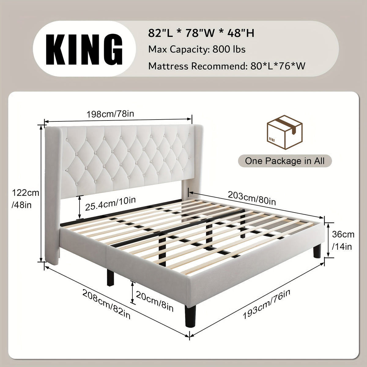 Valnase Modern Style Platform Bed Frame with 24"H Button Tufted Headboard, Solid Wood Slats Support, Artistic Legs Design - Dark Grey/Light Grey/Black Linen & White Velvet Options, Bed Frame for Home Bedroom