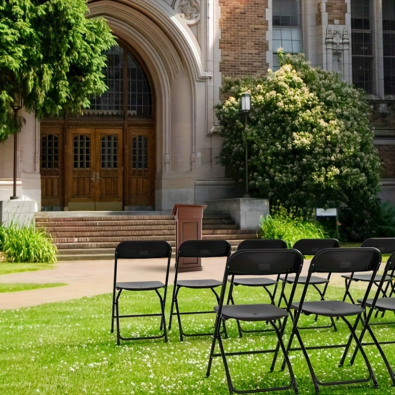 Set of 10 Classic Plastic Folding Chairs for The Garden in White And Black