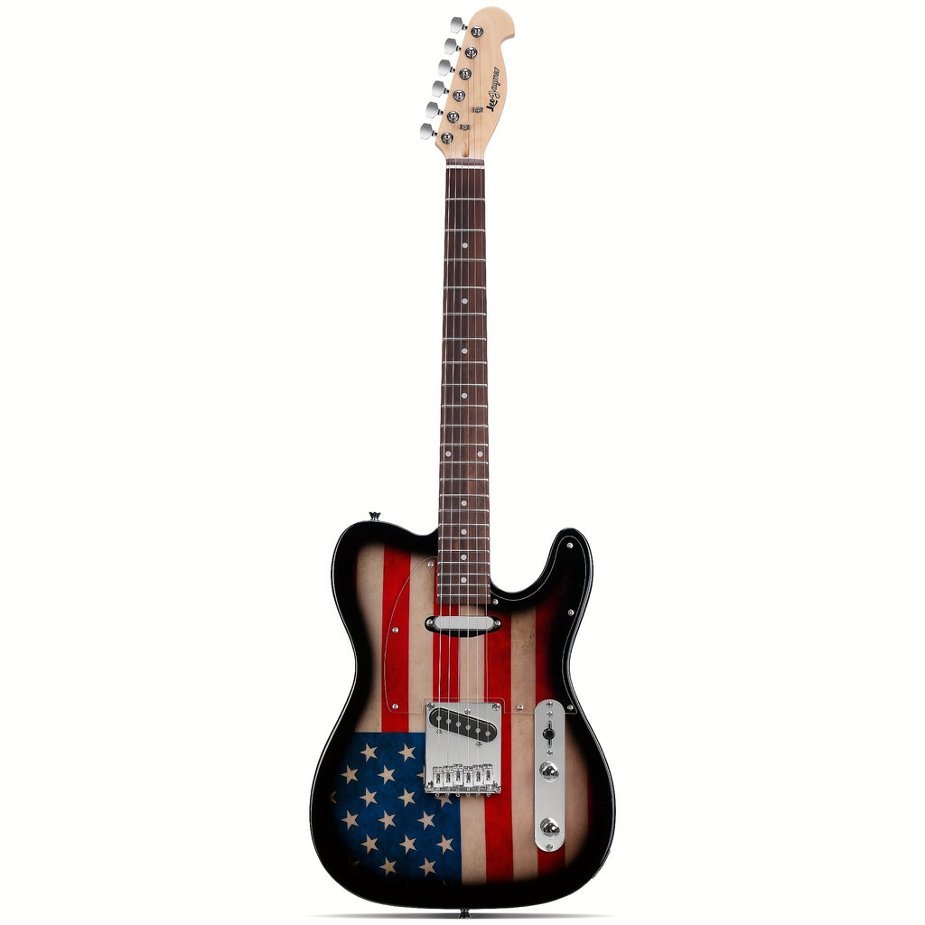 [Electric Guitar] Leo Jaymz DTL Style Electric Guitar with Flag Sticker - High Gloss Mahogany Body And Hard Maple Neck - High Transparency Acrylic Pickguard