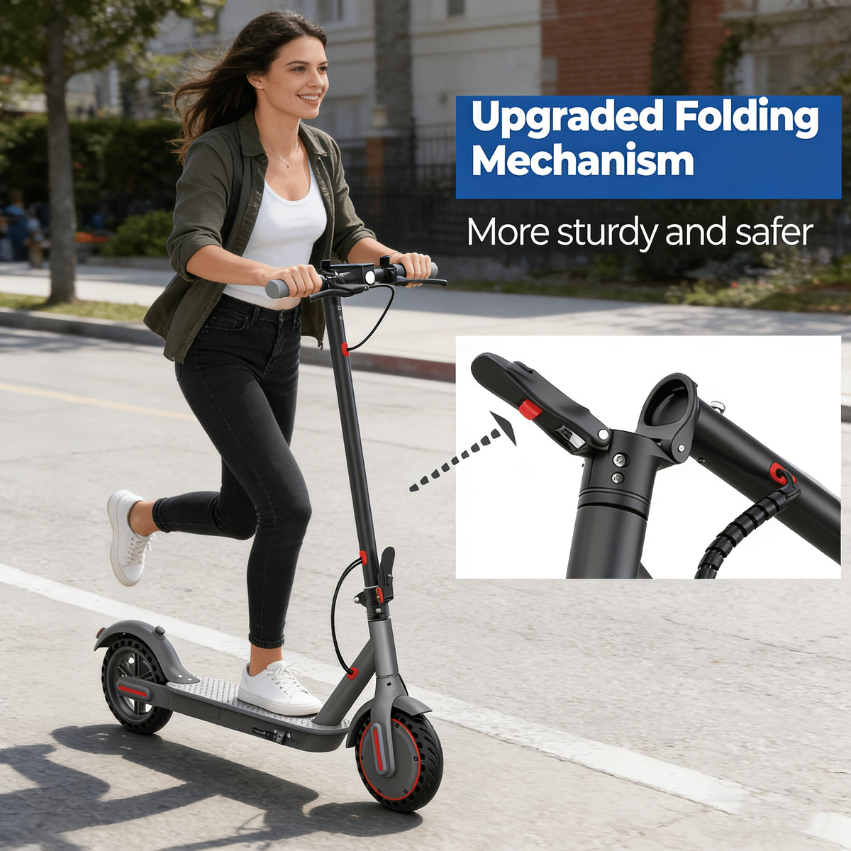 10.5AH 36V Battery 350W Foldable Electric Scooter For Adults With 8.5" Anti-skid Solid Tyres, 19MPH High Speed &3 Speed Modes, Update Model Steps Up With Enhanced Braking For Superior Quality And Comfort-Pick The Model That Fits Your Needs
