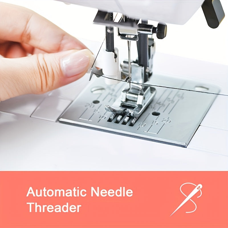 Poolin EOC01-RE Electronic Sewing Machine, Heavy Duty 100 Stitches, 6 Presser Feet, Reverse Stitching Come with Self-Threading And Twin Needles Sewing Supplies Kit Free Service DIY Craft Hobby for Home Business Use Craft Lover Gifts for Wedding