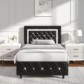 Halloween Twin Full Queen King Upholstered Bed Frame, Diamond Tufted Headboard, Faux Leather Bed Frame With Headboard & Footboard, Wooden Slats Support, No Box Spring Needed, Easy Assembly, Black/White/Pink/Green Christmas