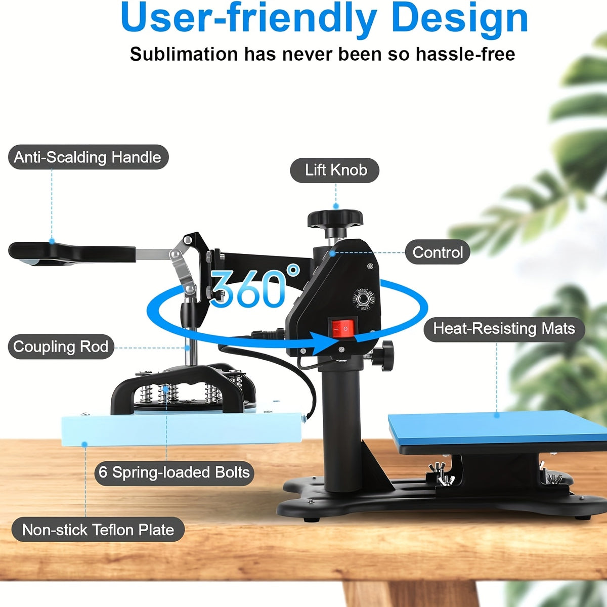 Heat Press Machine For T Shirts, Canvas Bags, 12"x10" Sublimation Shirt Heat Press Machines, 360° Swing Away Sublimation Transfer Printer Fast Heat-up, Digital Precise Temperature Control With Bell Alarm, Ovar Temp Warning