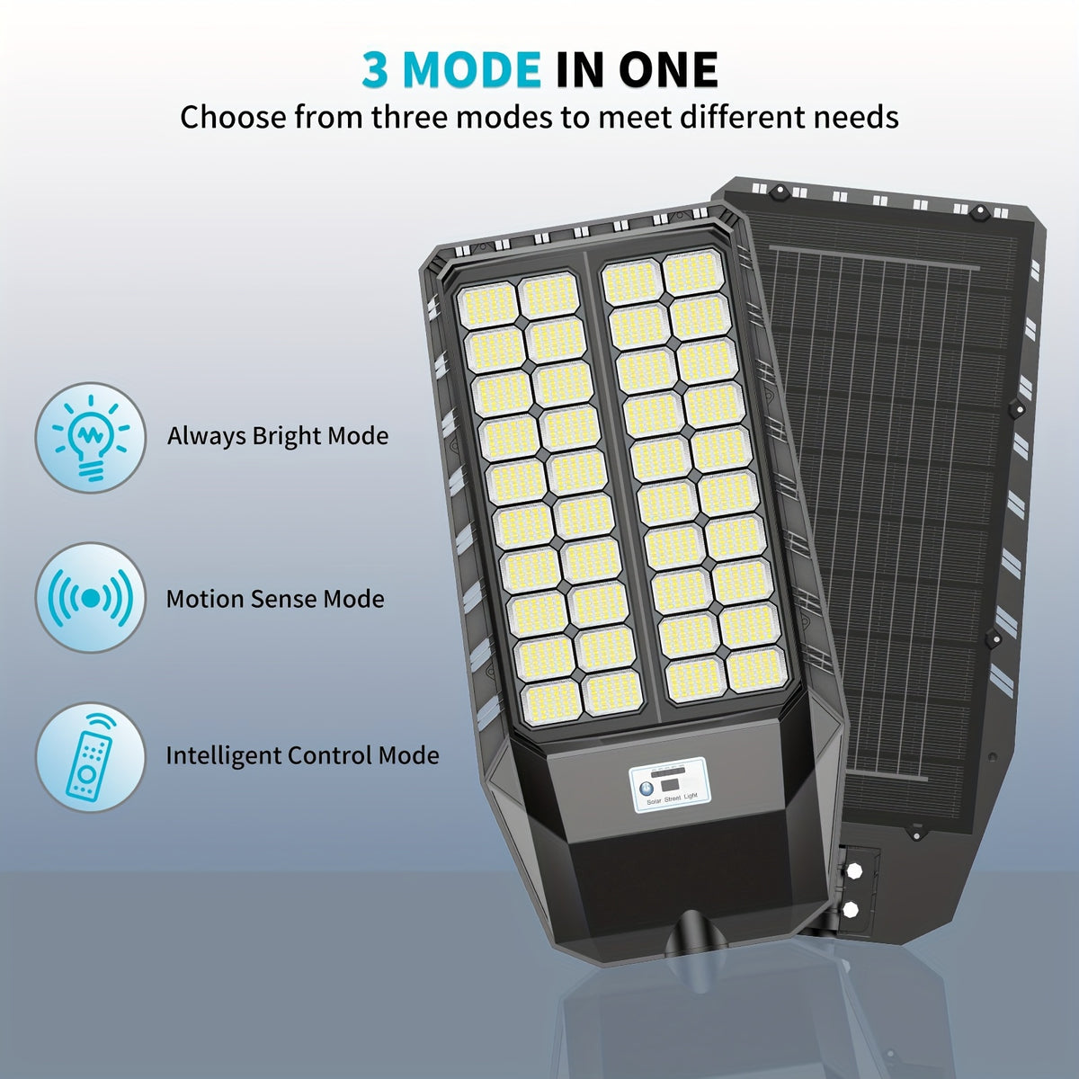 LA082W/LA082W-2 1、2 Pack Oversized Solar Parking Lot Lights, Outdoor Solar Street Lights, Dusk to Dawn, Solar Security Flood Motion Sensor, with Remote Control