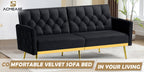 ACMEASE Velvet Sofa Bed Featuring Adjustable Armrests And Backrests, a Contemporary Recliner Sleeper Couch with a Tufted Design, a Convertible Loveseat Sofa with Golden Legs Suitable for The Living Room, Bedroom, Or Studio