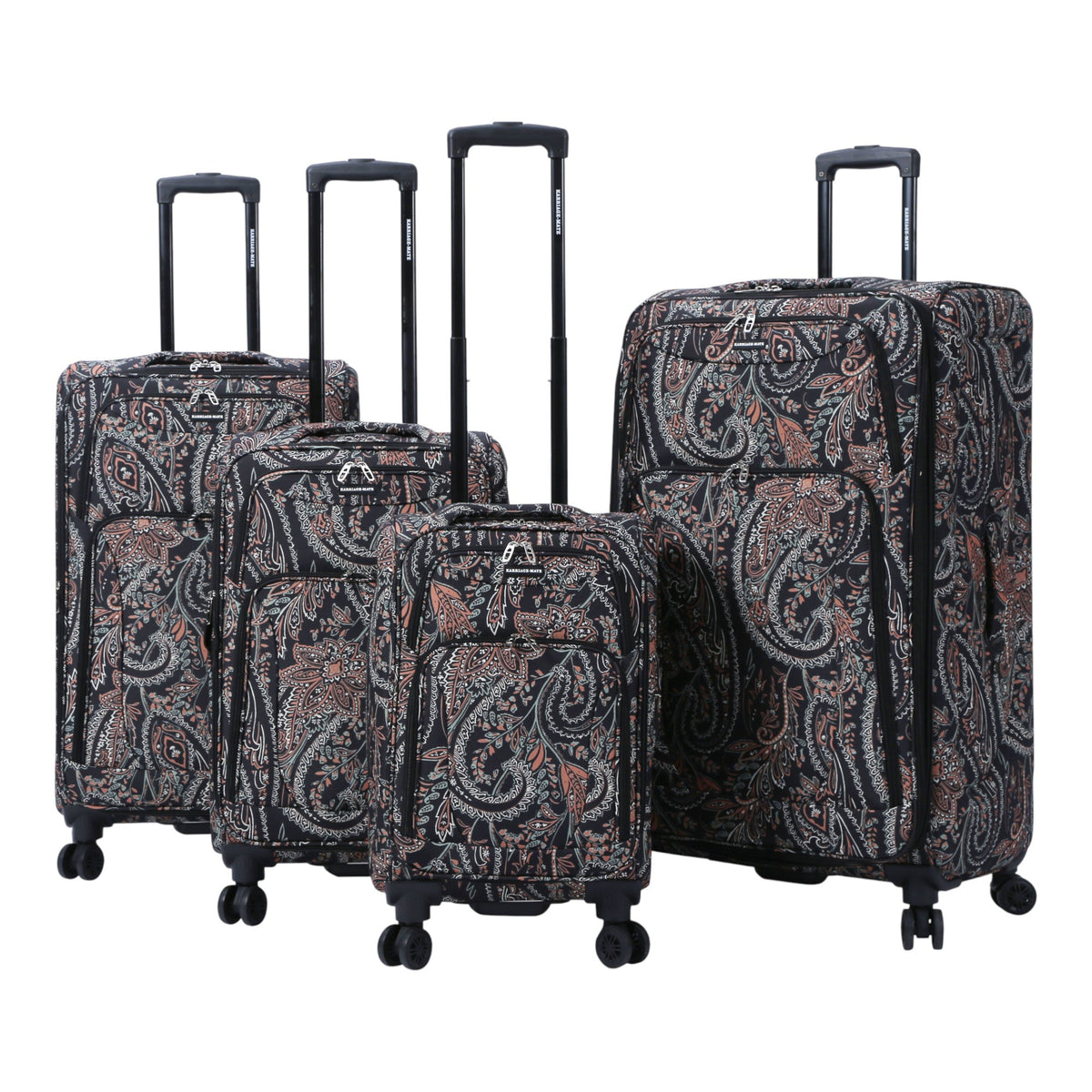 4-Piece Softside Spinner Luggage Set (20+24+28+32 inch) Lightweight Travel Suitcases with 360° Wheels, Telescopic Handle, Multi Pocket Design