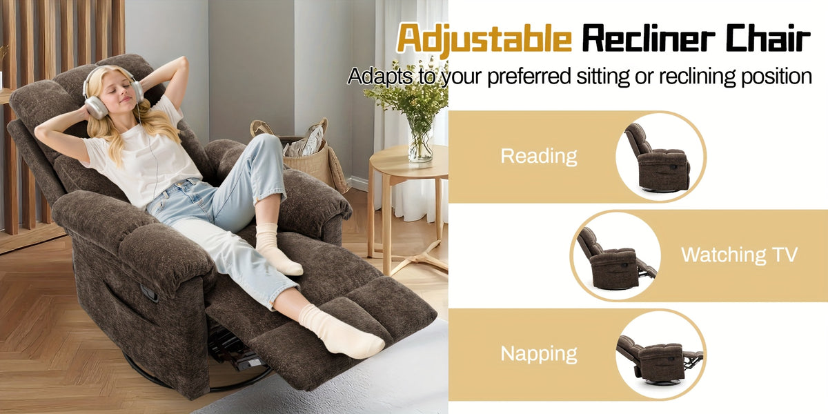 A Solitary Chair for The Living Area, a Reclining Chair That Swivels, a Rocking Recliner for Grown-Ups, Compact Recliners Suitable for Limited Spaces, a Manual Upholstered Recliner Featuring Side Pockets