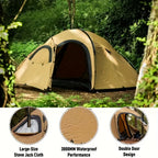 Campravox Hot Tent for Camping with Chimney, a Portable Backpacking Tent Featuring an Inner Tent And Stove Jack, Suitable for 1-2 People for Outdoor Hiking And Hunting