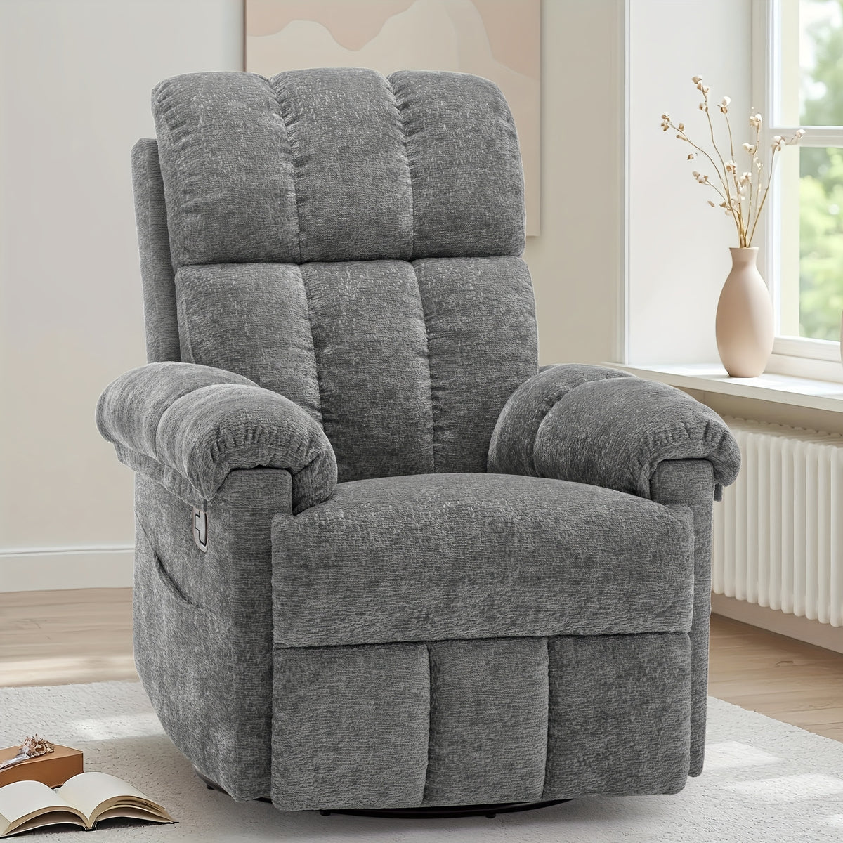 A Solitary Chair for The Living Area, a Reclining Chair That Swivels, a Rocking Recliner for Grown-Ups, Compact Recliners Suitable for Limited Spaces, a Manual Upholstered Recliner Featuring Side Pockets