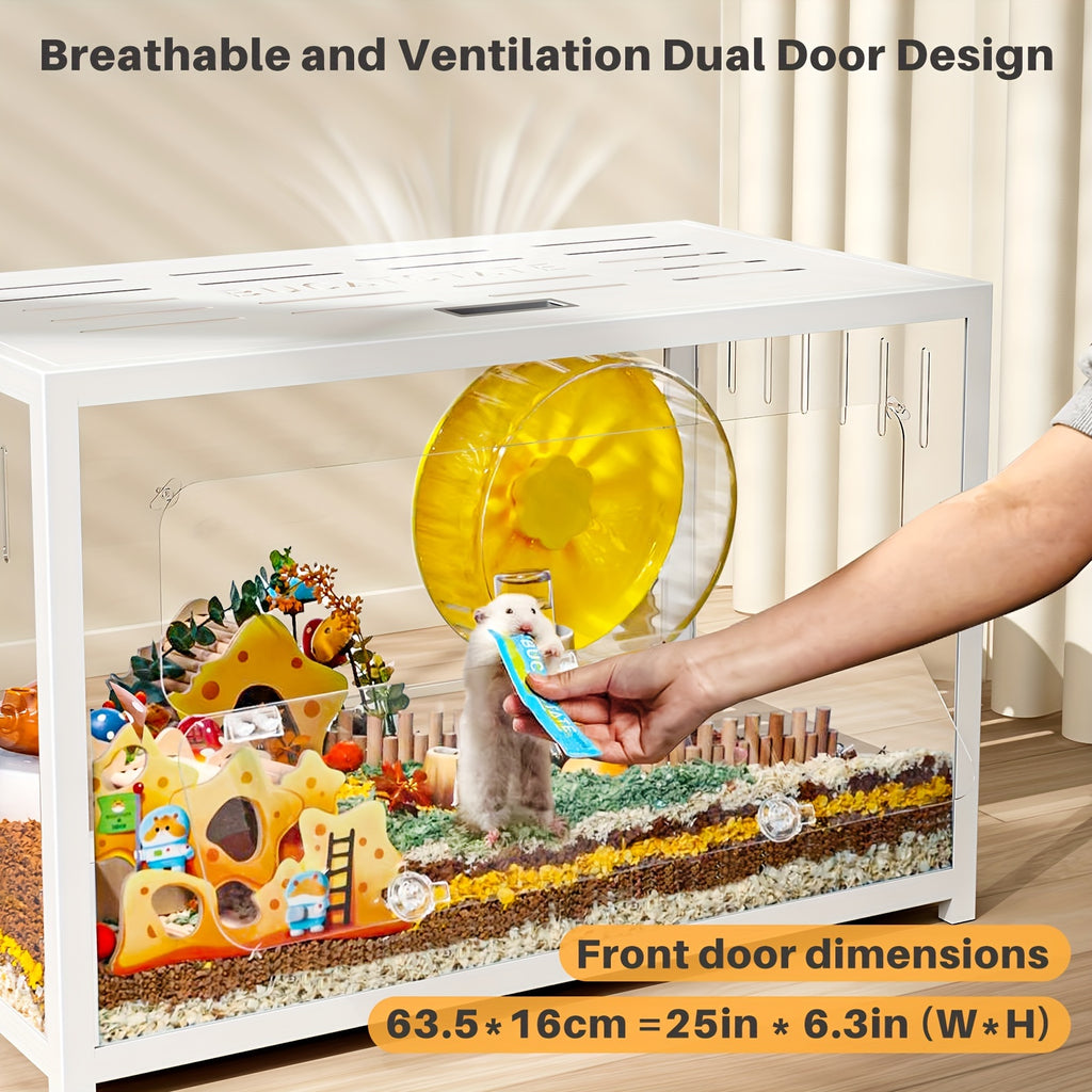 [Hamster Cage Metal] Bucatstate 80/100cm Hamster Cage Metal Small Pets Habitats Large Stackable With Top Access Easy Assemble, Dwarf Syrian Hamster House Guinea Pig Cage