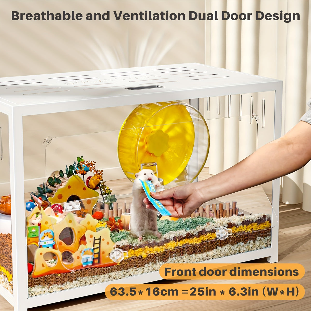[Hamster Cage Metal] Bucatstate 80/100cm Hamster Cage Metal Small Pets Habitats Large Stackable With Top Access Easy Assemble, Dwarf Syrian Hamster House Guinea Pig Cage