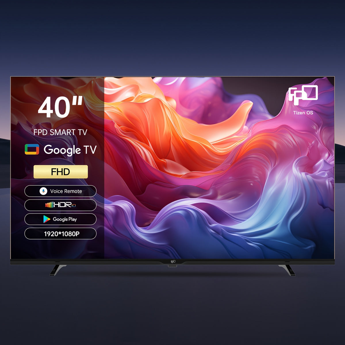 FPD 40-inch Smart TV, Google TV, Full HD, with Built-in Google Play and Chromecast, HDR 10, Audio, Voice Remote Control, Live Streaming TV, Palette Series, US40GFS, 2025 Model