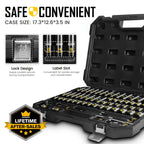 [60pcs Socket Set] BOEN 60pcs 3/8" Drive Impact Socket Set, 6-Point Sockets, Metric 6-22Mm & SAE 5/16"-3/4", Shallow & Deep Sockets, Ratchet Wrench Included, 7pcs 10Mm Sockets with Yellow Embossed Marking for Automotive Repair