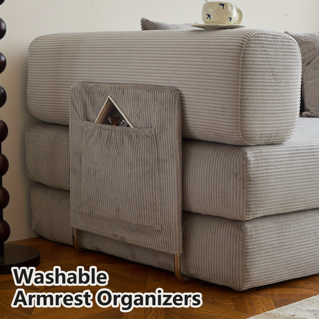 Boneless Sofa Bed, Convertible Modular Sofa With Armrest Pillow, Modular Sofa In A Box Compressed Memory Foam Sofa With Washable Sofa Cover For Living Room, Bedroom, Apartment, No Assembly