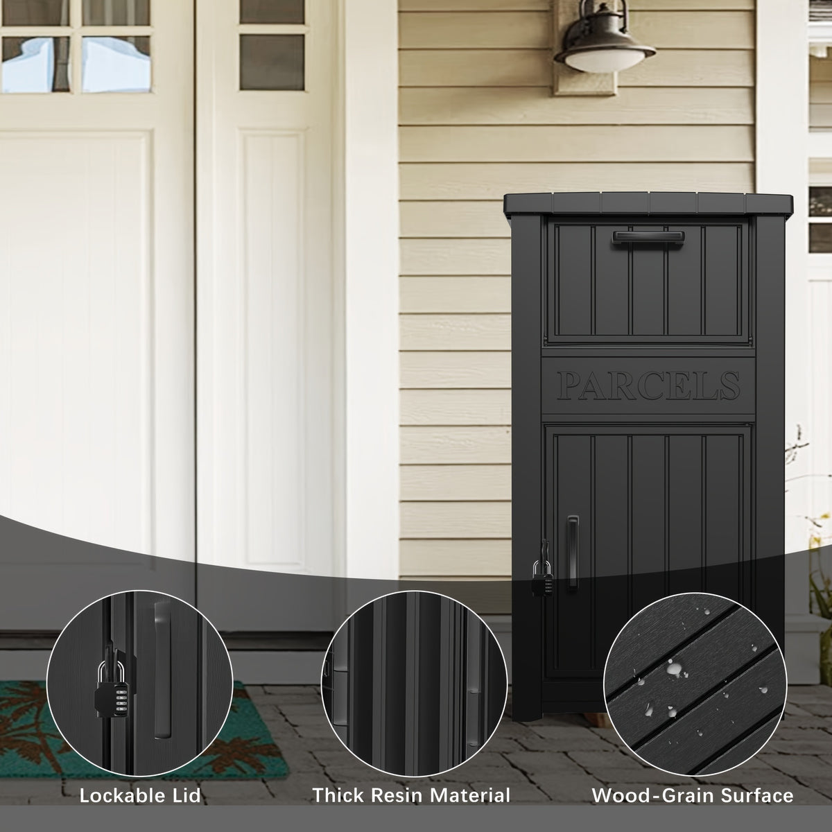 Secure Outdoor Package Delivery Box, Secure Parcel Drop Box With Lockable Flip - Anti-Sturdy Plastic Storage Solution For Porch, Garden Equipment, Camping Supplies, Ideal For Outdoor Storage, Box, Cabinet, Rack For Outdoor Storage