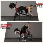 4-in-1 Adjustable Leg Exercise Bench - Single Leg Extension & Curl Machine, 350lb Capacity, Plate Loaded, Red & Black Design for Home Gym Workouts, Sturdy Construction, Leg & Thigh Lifters