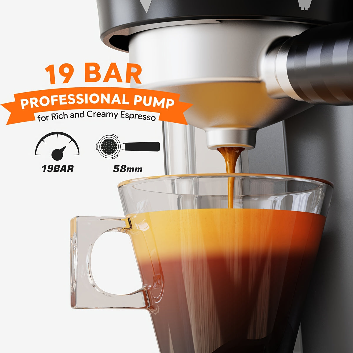 [Italian Espresso Machine] 19Bar Italian Espresso Machine Featuring a Conical Burr Grinder, a Steam Wand for Frothing Milk, 0.8L Water Reservoir, And a Dual Boiler Heating System, Capable of Preparing Cappuccinos, Lattes, Iced Coffee, And Americanos