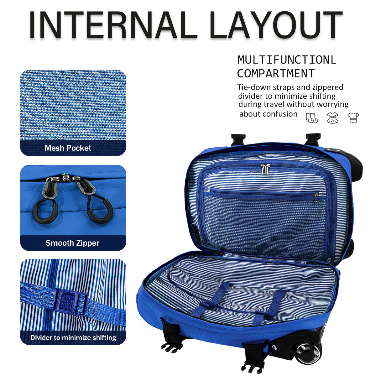 3-Piece Softside Luggage Set 20/26/30in Waterproof Travel Suitcase with 2 Wheels & Telescopic Handle, Durable Trolley Bag for Vacation & Adventure